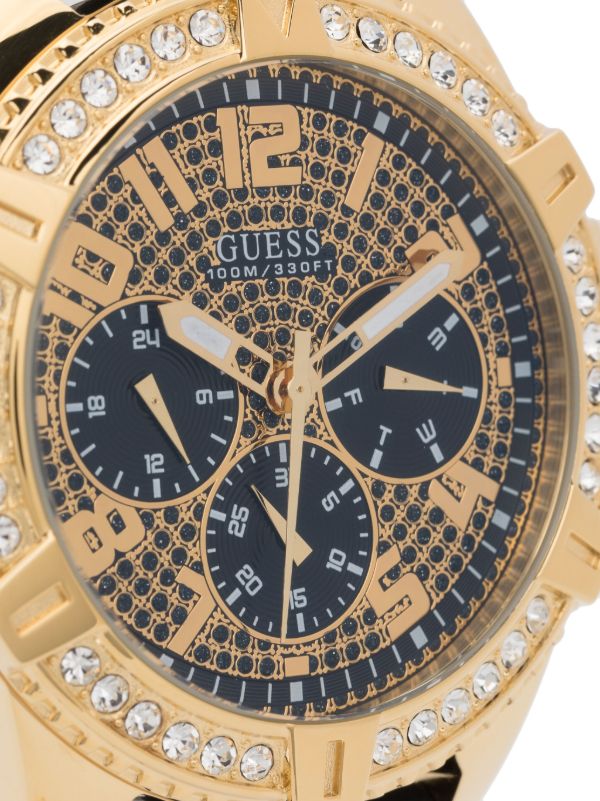 Guess Frontier Crystals Black Dial Black Silicone Strap Watch For Men - W1132G1 Buy Now By Guess