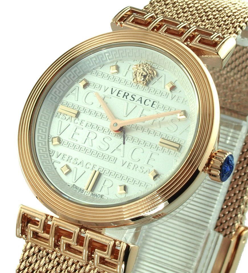 Versace Meander White Dial Rose Gold Mesh Bracelet Watch for Women - VELW00620 Buy Now By Versace
