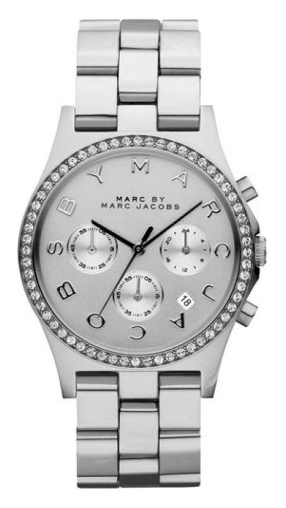 Marc Jacobs Henry Glitz Chronograph Silver Dial Silver Steel Strap Watch for Women - MBM9017 Buy Now By Marc Jacobs