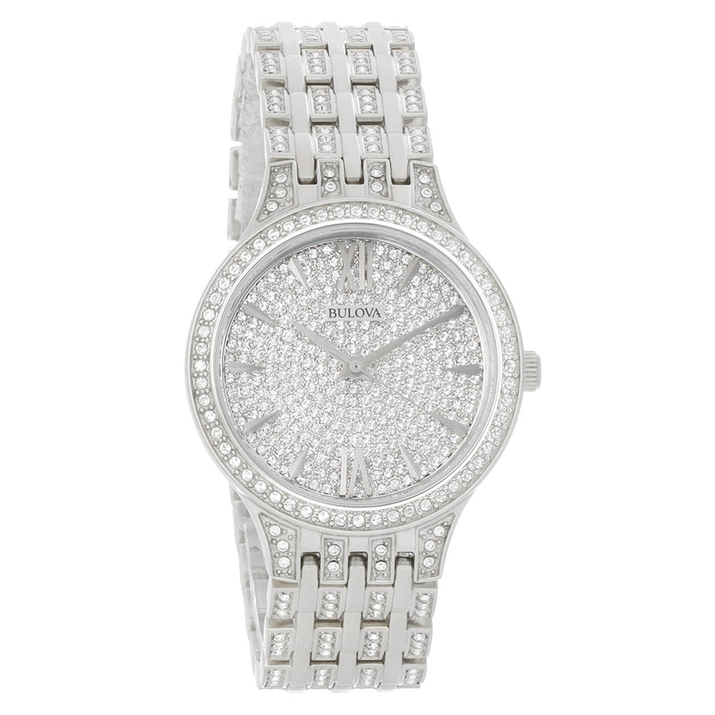 Bulova Crystal Collection Silver Dial Silver Steel Strap Watch for Women - 96L243 Buy Now By Bulova