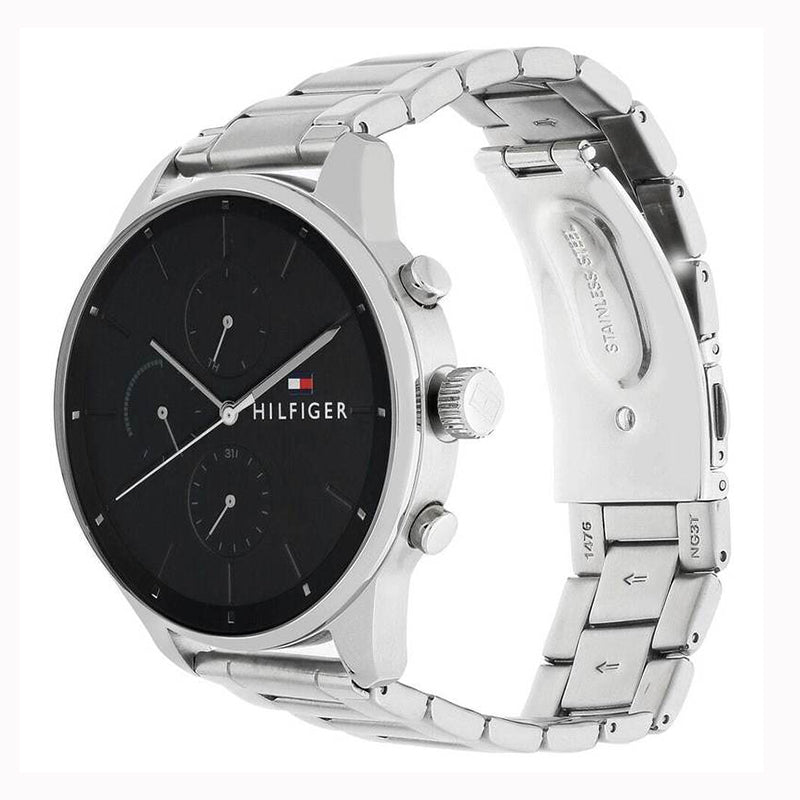 Tommy Hilfiger Chase Quartz Black Dial Silver Steel Strap Watch For Men - 1791485 Buy Now By Tommy Hilfiger