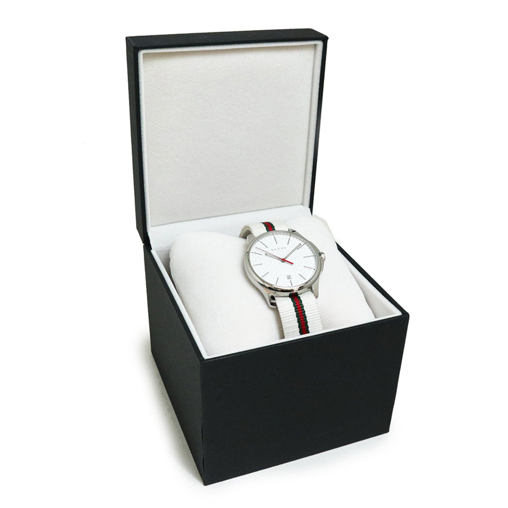 Gucci G Timeless Quartz White DIal White NATO Strap Watch For Men - YA126322 Buy Now By Gucci