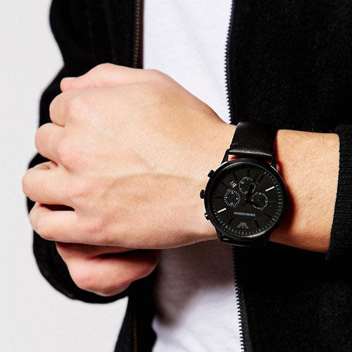 Emporio Armani Renato Chronograph Mother of Pearl Black Dial Black Steel Strap Watch For Men - AR11275 Buy Now By Emporio Armani