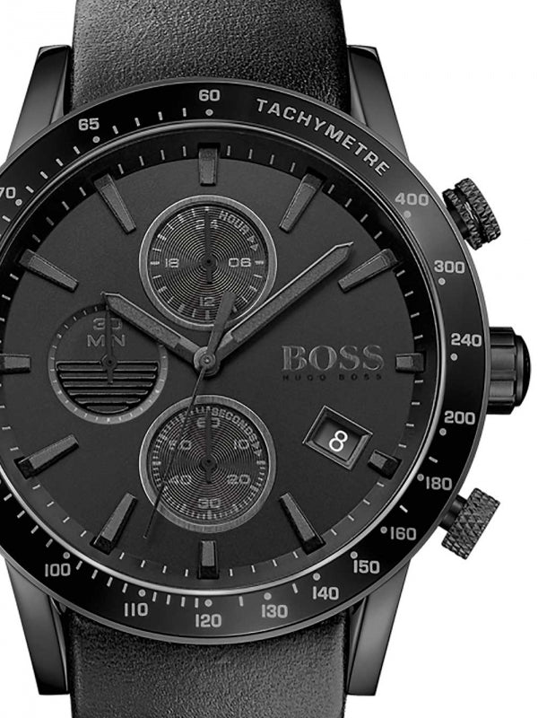 Hugo Boss Rafale Chronograph Black Dial Black Leather Strap Watch For Men - 1513456 Buy Now By Hugo Boss