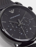 Emporio Armani Luigi Chronograph Black Dial Black Leather Strap Watch For Men - AR1737 Buy Now By Emporio Armani