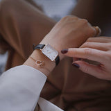 Daniel Wellington Quadro White Dial Black Leather Strap Watch For Women - DW00100434 Buy Now By Daniel Wellington