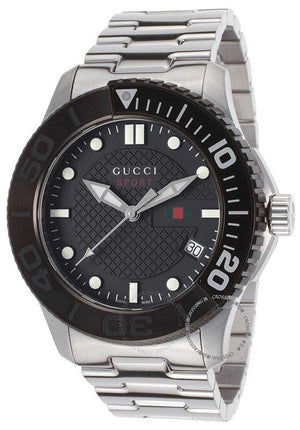 Gucci G Timeless Black Dial Silver Steel Strap Watch For Men - YA126249 Buy Now By Gucci