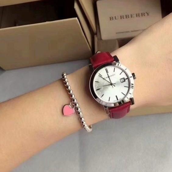 Burberry The City Silver Dial Red Leather Strap Watch for Women - BU9129 Buy Now By Burberry