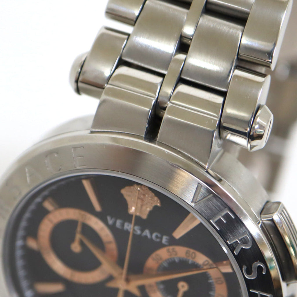 Versace Aion Chronograph Black Dial Silver Steel Strap Watch For Men - VE1D01019 Buy Now By Versace