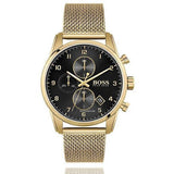 Hugo Boss Skymaster Black Dial Gold Mesh Bracelet Watch for Men - 1513838 Buy Now By Hugo Boss
