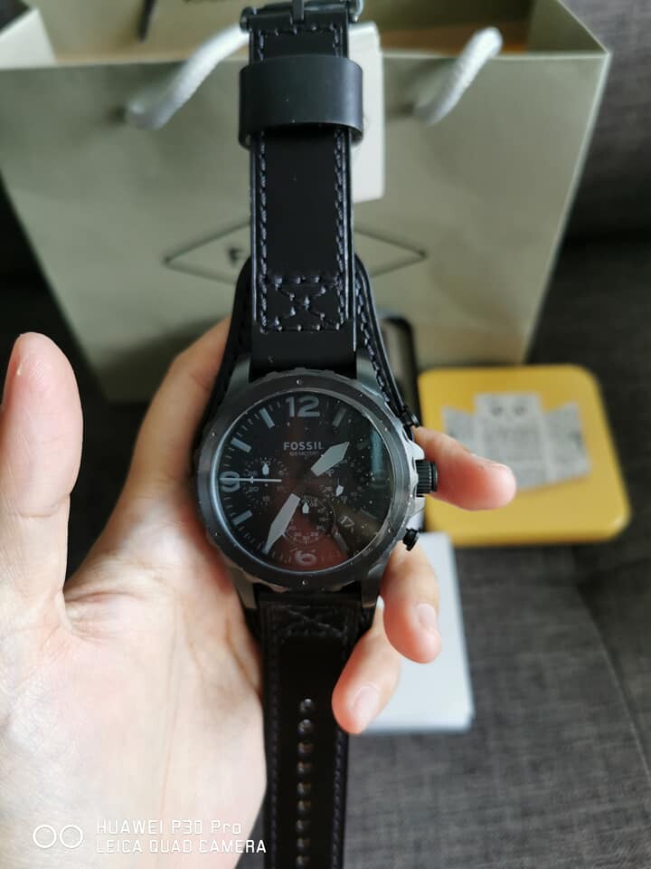 Fossil Nate Chronograph Black Dial Black Leather Strap Watch for Men - JR1510 Buy Now By Fossil