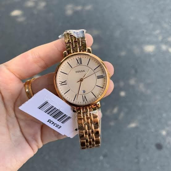 Fossil Jacqueline Rose Gold Dial Rose Gold Steel Strap Watch for Women - ES3435 Buy Now By Fossil