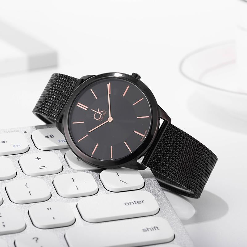Calvin Klein Minimal Black Dial Black Mesh Bracelet Watch for Women - K3M23421 Buy Now By Calvin Klein