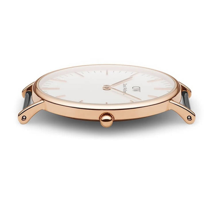 Daniel Wellington Classic Sheffield White Dial Black Leather Strap Watch for Women - DW00100036 Buy Now By Daniel Wellington