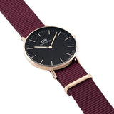 Daniel Wellington Classic Roselyn Black Dial Maroon Nylon Strap Watch For Women - DW00100273 Buy Now By Daniel Wellington
