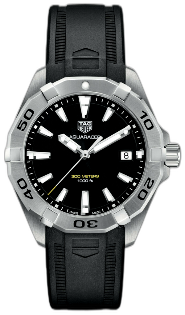 Tag Heuer Aquaracer Quartz Black Dial Black Rubber Strap Watch for Men - WBD1110.FT8021 Buy Now By Tag Heuer