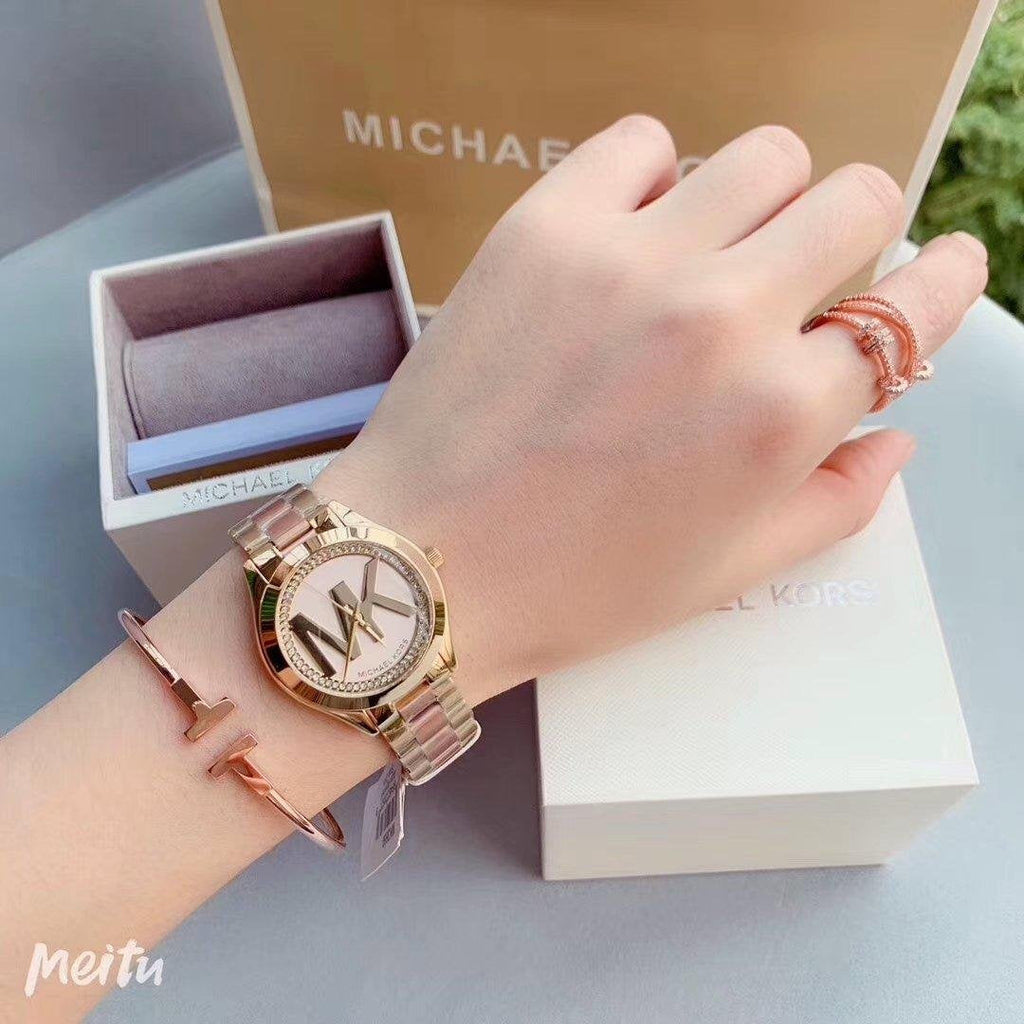 Michael Kors Mini Slim Runway Rose Gold Dial Two Tone Steel Strap Watch for Women - MK3650 Buy Now By Michael Kors