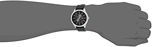 Tommy Hilfiger Spencer Skeleton Black Dial Black Leather Strap Watch for Men - 1791641 Buy Now By Tommy Hilfiger