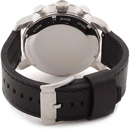 Fossil Nate Chronograph Black Dial Black Leather Strap Watch for Men - JR1436 Buy Now By Fossil