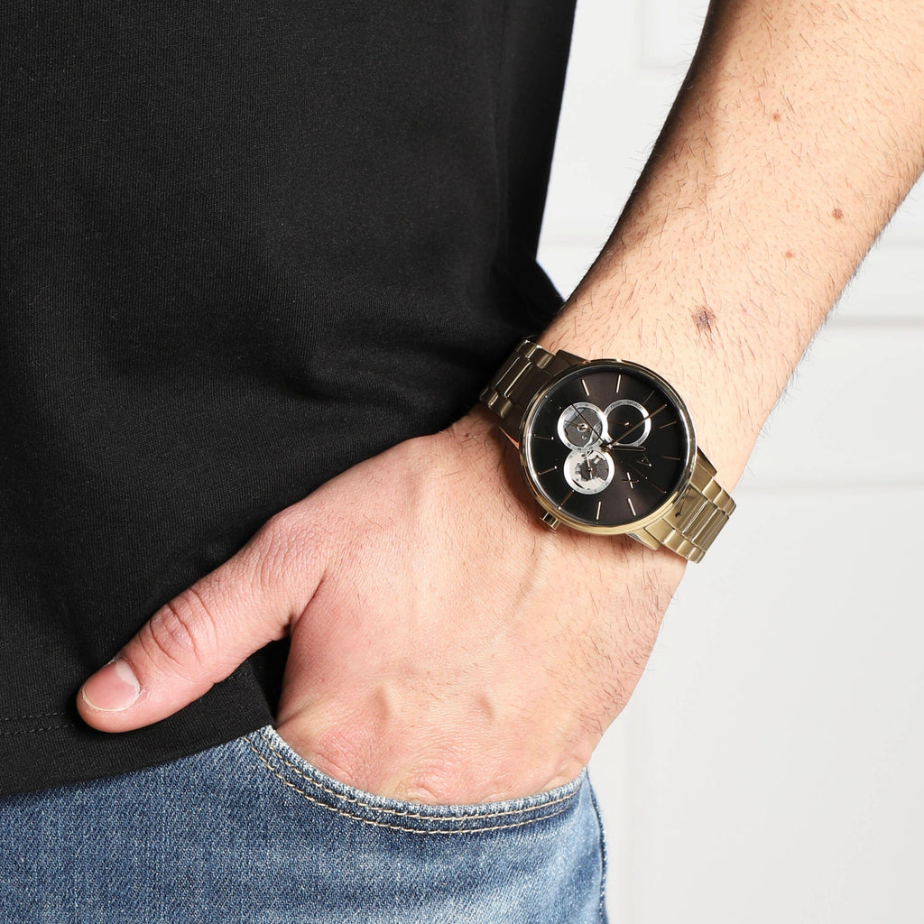 Armani Exchange Cayde Chronograph Black Dial Gold Steel Strap Watch for Men - AX2747 Buy Now By Armani Exchange