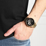 Armani Exchange Cayde Chronograph Black Dial Gold Steel Strap Watch for Men - AX2747 Buy Now By Armani Exchange