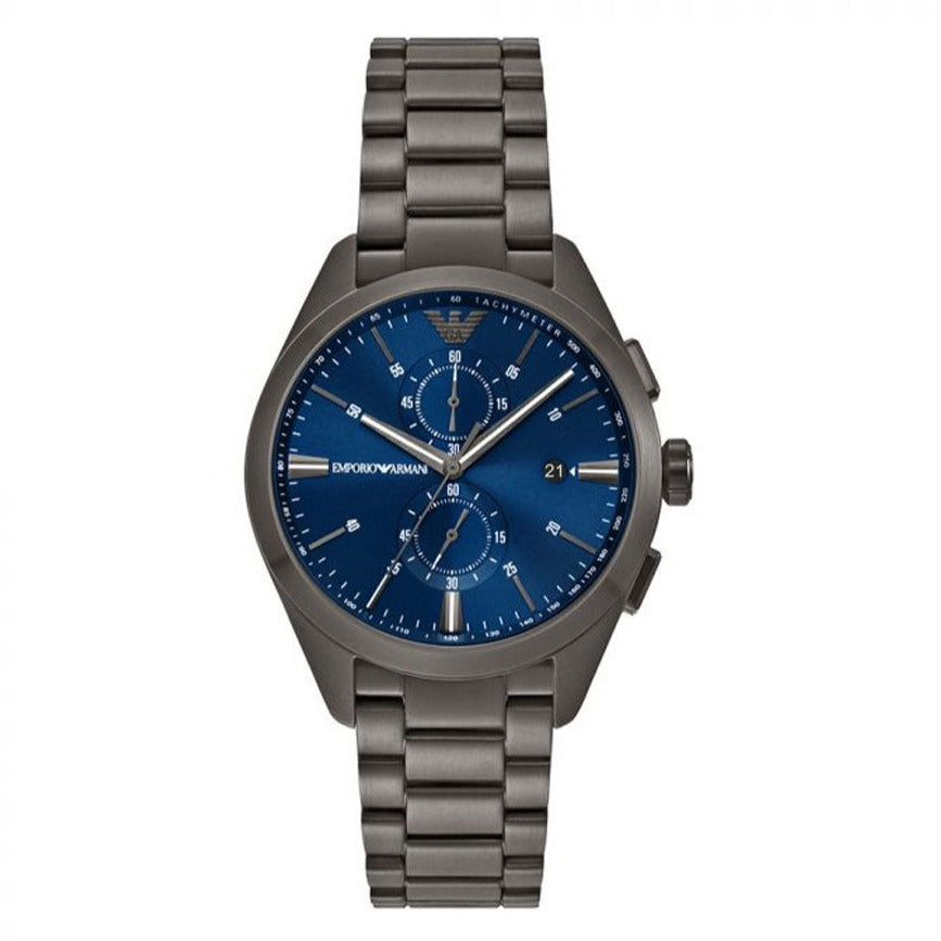 Emporio Armani Chronograph Quartz Blue Dial Grey Steel Strap Watch For Men - AR11481 Buy Now By Emporio Armani