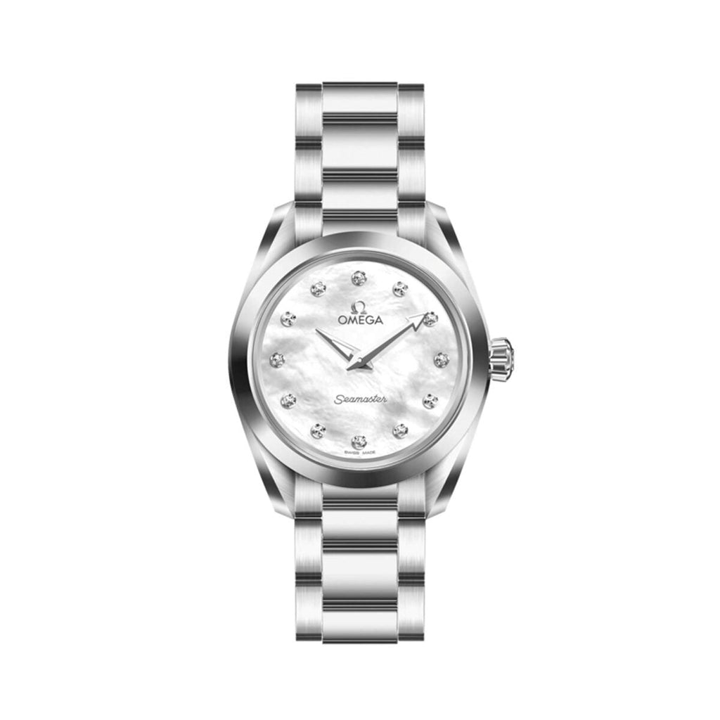 Omega Seamaster Aqua Terra Quartz Diamonds Mother of Pearl Dial Silver Steel Strap Watch for Women - 220.10.28.60.55.001 Buy Now By Omega