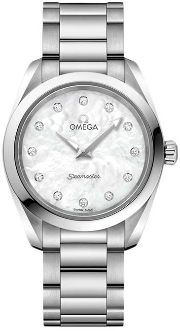 Omega Seamaster Aqua Terra Quartz Diamonds Mother of Pearl Dial Silver Steel Strap Watch for Women - 220.10.28.60.55.001 Buy Now By Omega