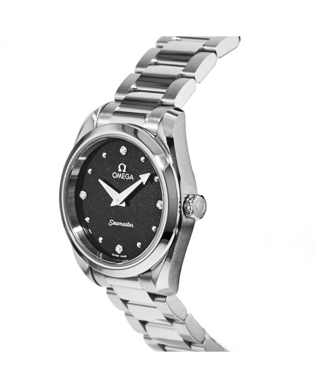 Omega Seamaster Aqua Terra Quartz Diamond Black Dial Silver Steel Strap Watch for Women - 220.10.28.60.51.001 Buy Now By Omega