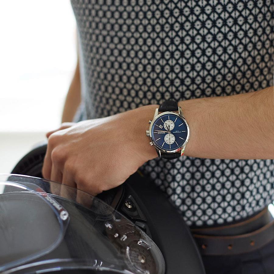 Hugo Boss Jet Blue Dial Black Leather Strap Watch for Men - 1513283 Buy Now By Hugo Boss