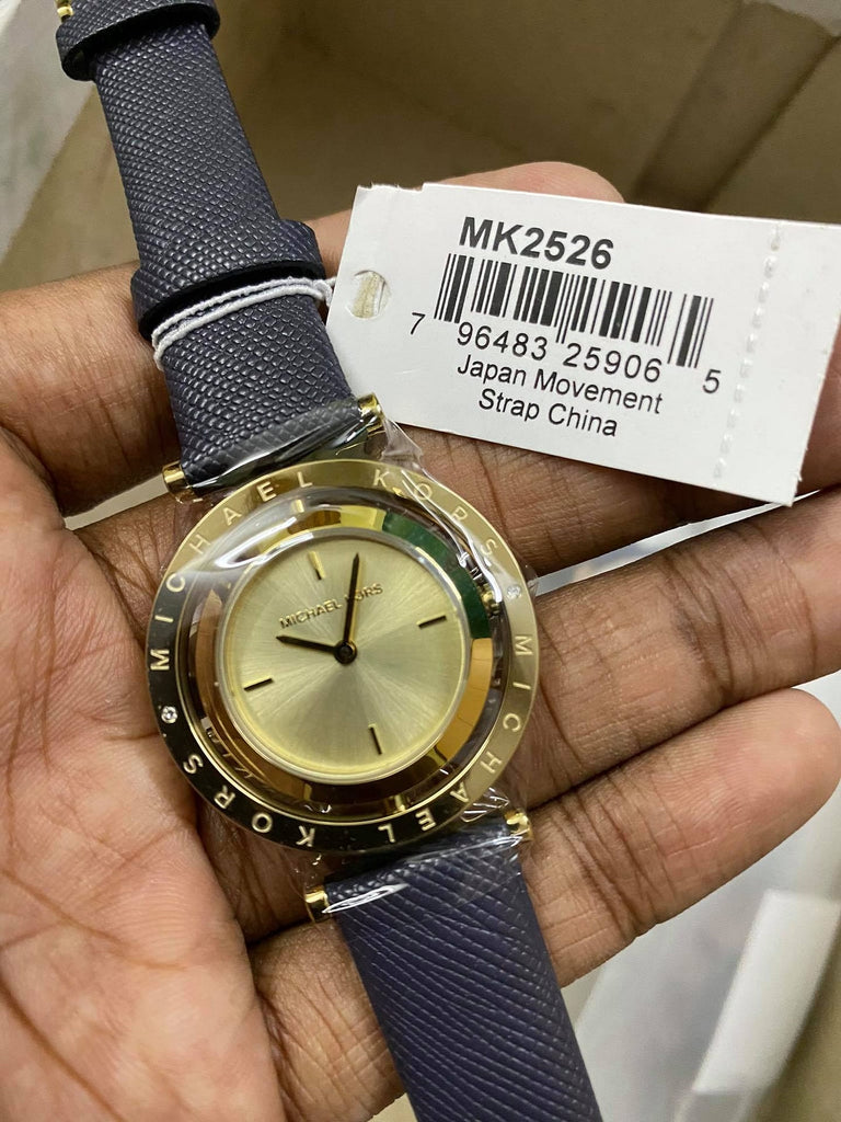 Michael Kors Averi Gold Dial Navy Blue Leather Strap Watch for Women - MK2526 Buy Now By Michael Kors