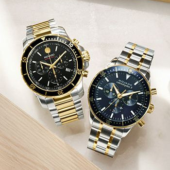 Movado Series 800 Chronograph Black Dial Two Tone Steel Strap Watch For Men - 2600146 Buy Now By Movado