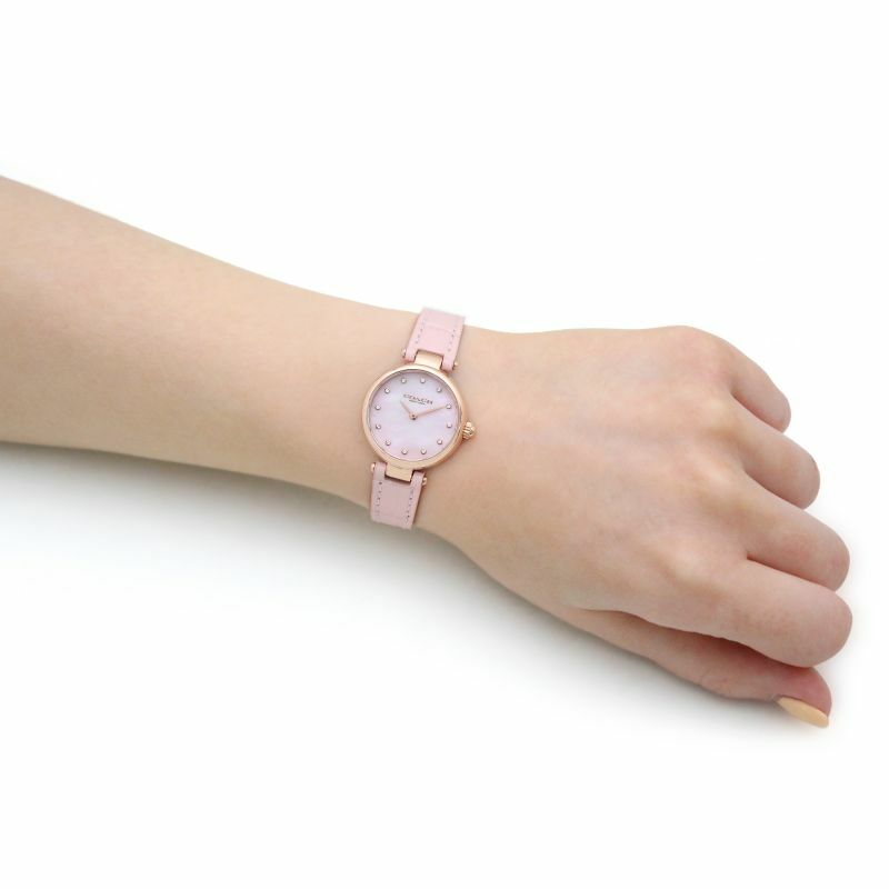 Coach Hayley Mother of Pearl Pink Dial Pink Leather Strap Watch for Women - 14503537 Buy Now By Coach