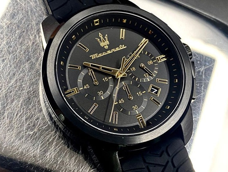 Maserati Successo Black Dial Black Rubber Strap Watch For Men - R8871621011 Buy Now By Maserati
