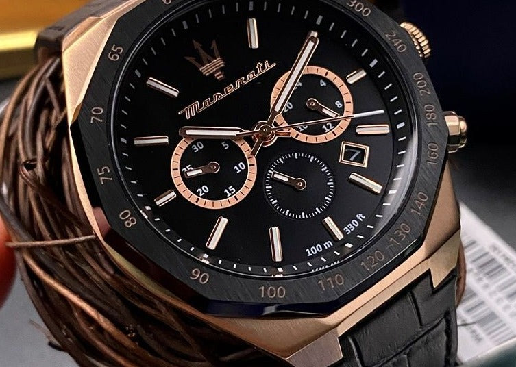 Maserati Stile Black Matte Dial Black Leather Strap Watch For Men - R8871642001 Buy Now By Maserati