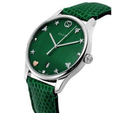 Gucci G-Timeless Mother of Pearl Green Dial Green Leather Strap Watch For Women - YA1264042 Buy Now By Gucci