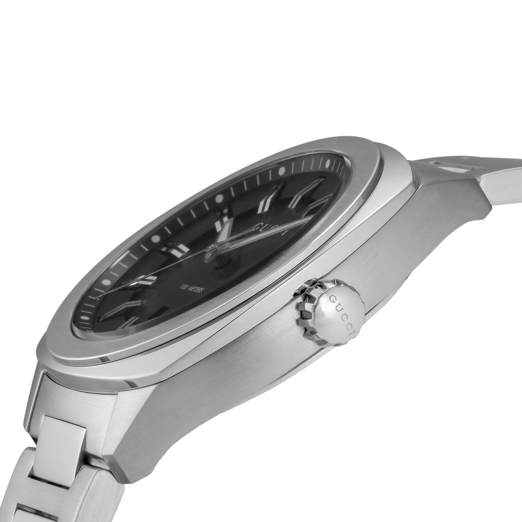 Gucci GG2570 Quartz Black Dial Silver Steel Strap Watch For Men - YA142401 Buy Now By Gucci