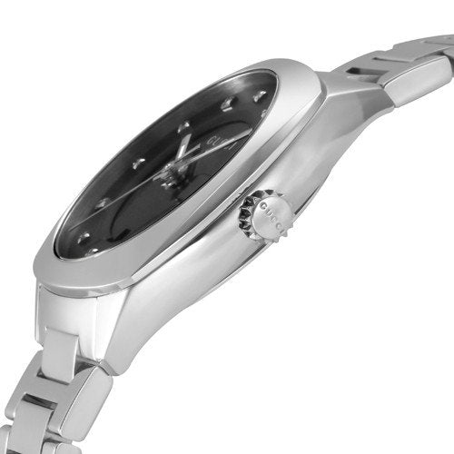 Gucci GG2570 Diamonds Black Dial Silver Steel Strap Watch For Women - YA142503 Buy Now By Gucci