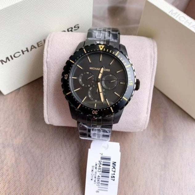 Michael Kors Cunningham Chronograph Black Dial Black Steel Strap Watch For Men - MK7157 Buy Now By Michael Kors