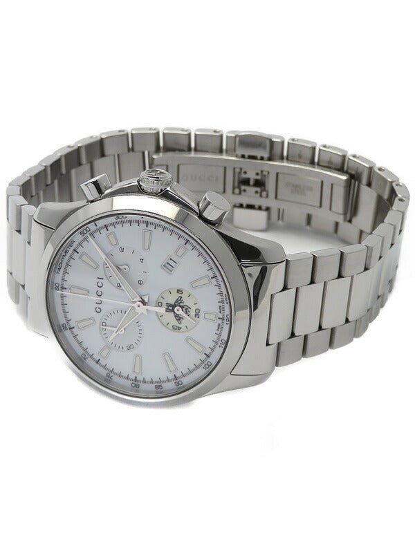 Gucci G Timeless Chronograph White Dial Silver Steel Strap Watch For Men - YA126472 Buy Now By Gucci