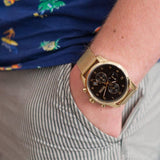 Hugo Boss Skymaster Black Dial Gold Mesh Bracelet Watch for Men - 1513838 Buy Now By Hugo Boss