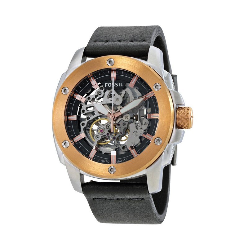 Fossil Modern Machine Automatic Skeleton Dial Black Leather Strap Watch for Men - ME3082 Buy Now By Fossil