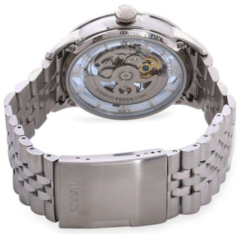Fossil Townsman Automatic Skeleton Blue Dial Silver Steel Strap Watch for Men - ME3073 Buy Now By Fossil