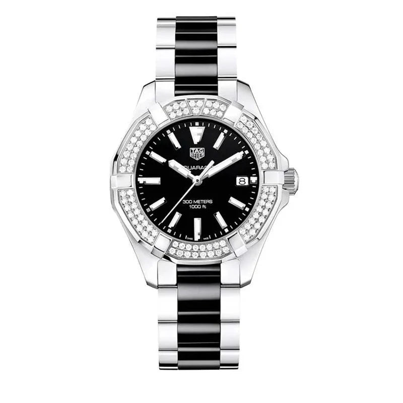 Tag Heuer Aquaracer Quartz Diamonds Black Dial Two Tone Steel Strap Watch for Men - WAY131E.BA0913 Buy Now By Tag Heuer