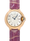 Cartier Ballon Bleu Diamonds White Dial Pink Leather Strap Watch for Women - WE902050 Buy Now By Cartier