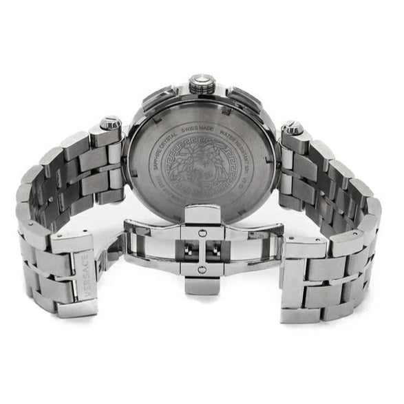 Versace Aion Chronograph Black Dial Silver Steel Strap Watch For Men - VE1D01019 Buy Now By Versace