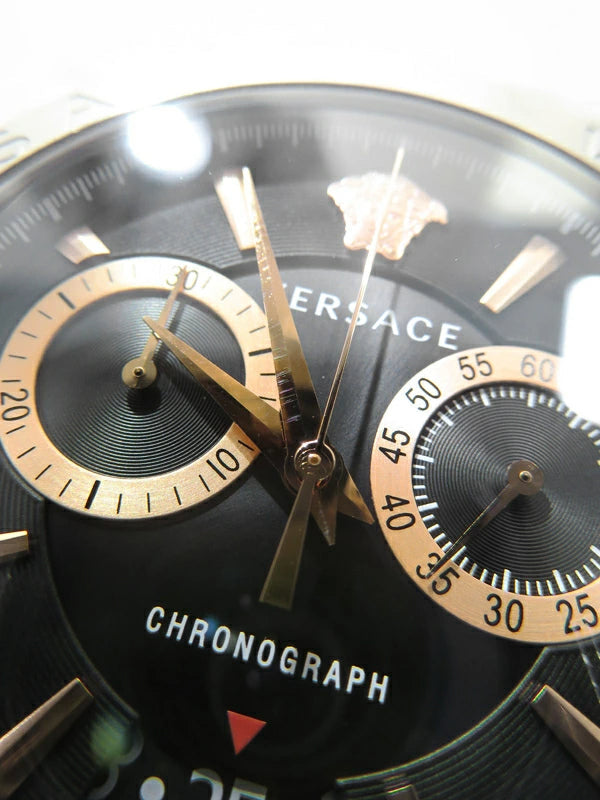 Versace Aion Chronograph Black Dial Silver Steel Strap Watch For Men - VE1D01019 Buy Now By Versace