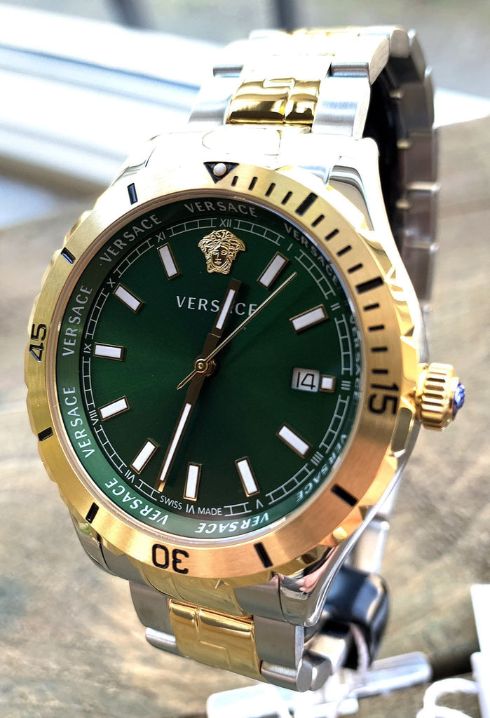 Versace Hellenyium Quartz Green Dial Two Tone Steel Strap Watch For Men - VE3A00720 Buy Now By Versace