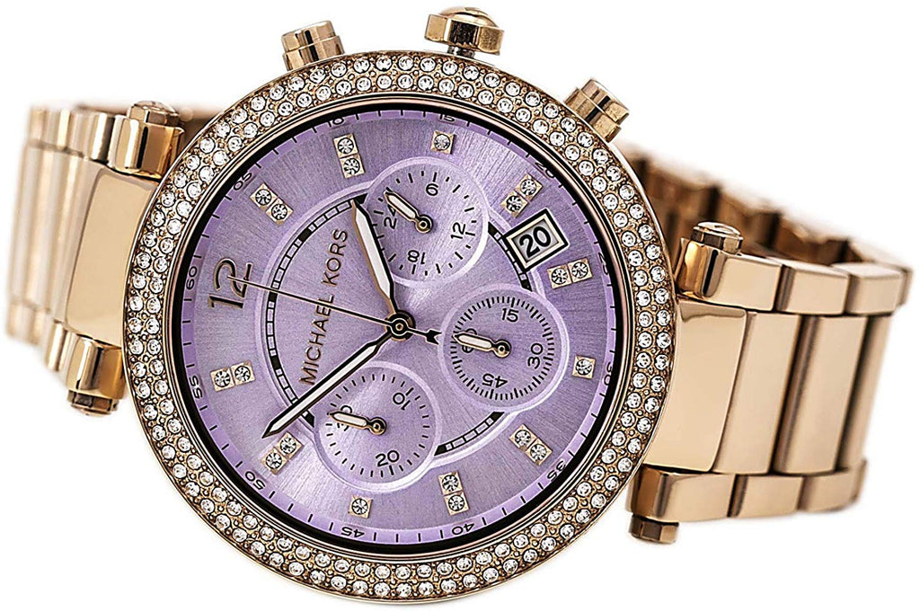 Michael Kors Parker Purple Dial Rose Gold Steel Strap Watch for Women - MK6169 Buy Now By Michael Kors