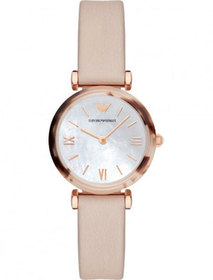 Emporio Armani Mother of Pearl Dial Beige Leather Strap Watch For Women - AR11004 Buy Now By Emporio Armani